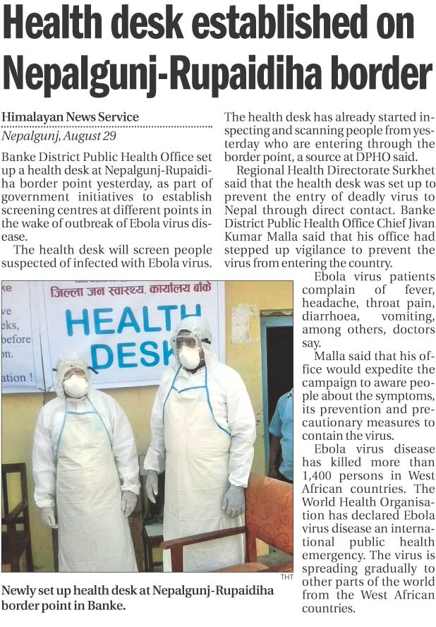 Health desk established on Nepalgunj-Rupaidiha
