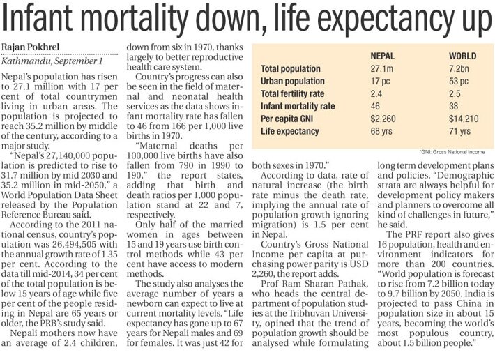 Infant mortality down, life expectancy up